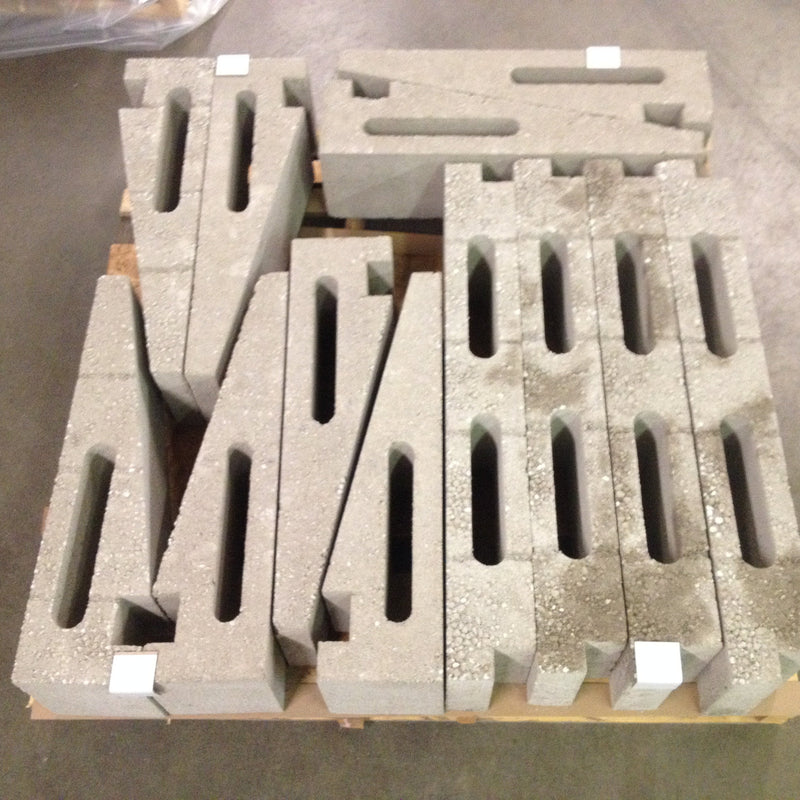 Modular precast refractory pizza oven wood storage blocks with interlocking design for easy assembly and stable support